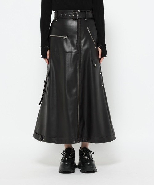 HARE（ハレ）の「ライダースライクスカート(HARE)（スカート・レディース・ブラック・FREE）」の3枚目の写真