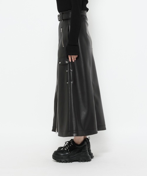 HARE（ハレ）の「ライダースライクスカート(HARE)（スカート・レディース・ブラック・FREE）」の4枚目の写真