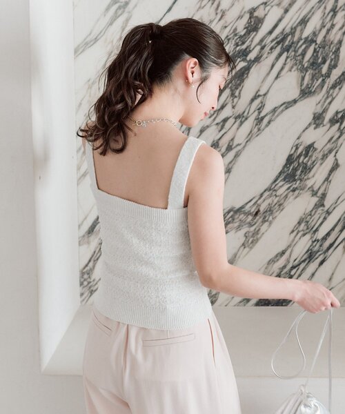 La boutique BonBon（ラブティックボンボン）の「【アンサンブル可】ファンシーツイードニットキャミ（ニット/セーター・レディース・ネイビー/オフホワイト/ピンク・FREE）」の17枚目の写真