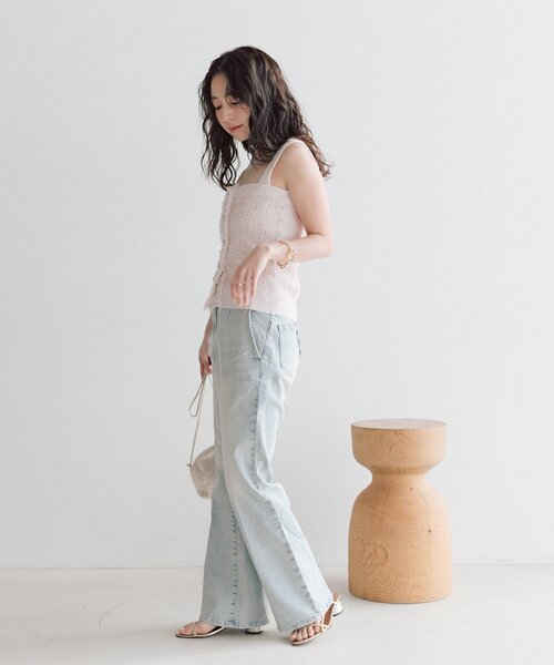 La boutique BonBon（ラブティックボンボン）の「【アンサンブル可】ファンシーツイードニットキャミ（ニット/セーター・レディース・ネイビー/オフホワイト/ピンク・FREE）」の6枚目の写真