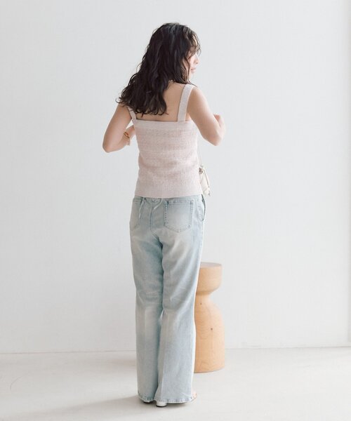 La boutique BonBon（ラブティックボンボン）の「【アンサンブル可】ファンシーツイードニットキャミ（ニット/セーター・レディース・ネイビー/オフホワイト/ピンク・FREE）」の7枚目の写真