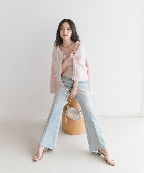 La boutique BonBon（ラブティックボンボン）の「【アンサンブル可】ファンシーツイードニットキャミ（ニット/セーター・レディース・ネイビー/オフホワイト/ピンク・FREE）」の13枚目の写真