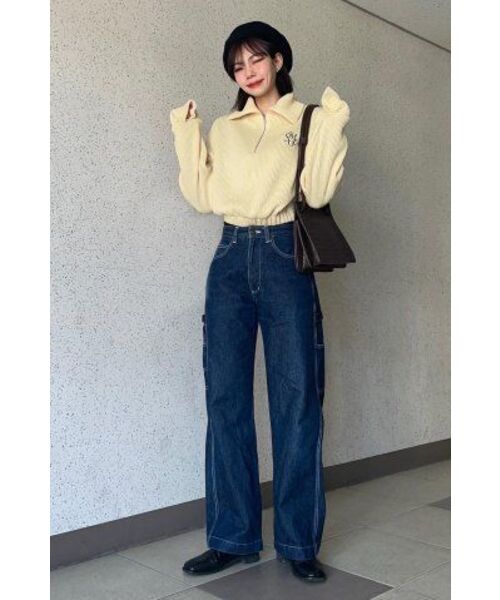 5OML(オーオーエムエル)の「ハイネックハーフジップウールタッチリブニット(クリーム)(ニット/セーター・レディース・その他・M)」の4枚目の写真