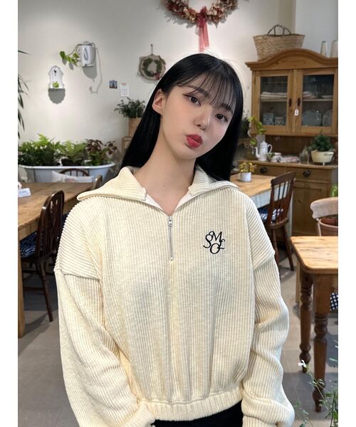 5OML(オーオーエムエル)の「ハイネックハーフジップウールタッチリブニット(クリーム)(ニット/セーター・レディース・その他・M)」の2枚目の写真