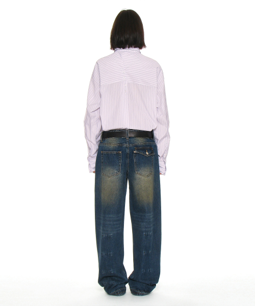 PARTIMENTO WOMEN（パルティメントウィメン）の「ポケットシンチバッグカーブドジーンズ_ダークブルー（デニムパンツ・レディース・その他・S/M）」の4枚目の写真