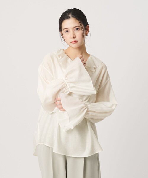 BEAUTY&YOUTH UNITED ARROWS(ビューティーアンドユースユナイテッドアローズ)の「ラッフル スキッパーブラウス(シャツ/ブラウス・レディース・オフホワイト/ブラック・FREE)」の8枚目の写真