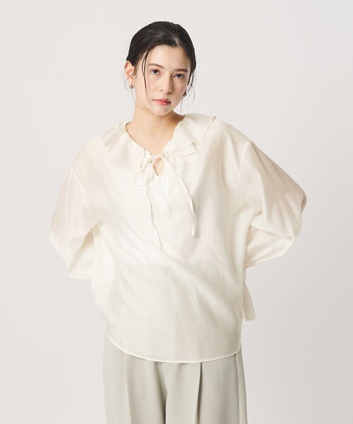 BEAUTY&YOUTH UNITED ARROWS(ビューティーアンドユースユナイテッドアローズ)の「ラッフル スキッパーブラウス(シャツ/ブラウス・レディース・オフホワイト/ブラック・FREE)」の9枚目の写真