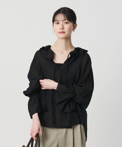 セール】ラッフル スキッパーブラウス(シャツ/ブラウス セール】ラッフル スキッパーブラウス(シャツ/ブラウス