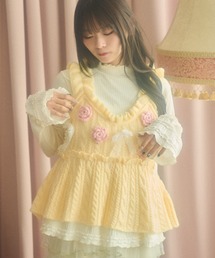 kutir（クティール）の「【クティールとレトロ】フラワーリボンビスチェ（キャミソール）」