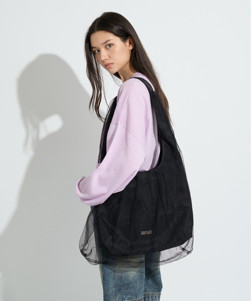 anna sui nyc(アナ スイ エヌ ワイ シー)の「チュールギャザーバッグ(ショルダーバッグ・レディース・パープル/グリーン/ブラック・FREE)」の2枚目の写真