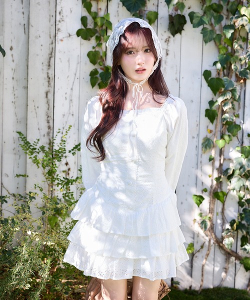 one after another NICE CLAUP(ワンアフターアナザーナイスクラップ)の「【Denim Collection】レースアップティアードミニワンピース(ワンピース・レディース・オフホワイト/ブラック/ブルー系その他・FREE)」の2枚目の写真