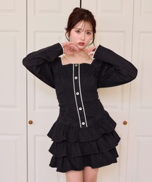 one after another NICE CLAUP | 【Denim Collection】レースアップティアードミニワンピース(ワンピース)