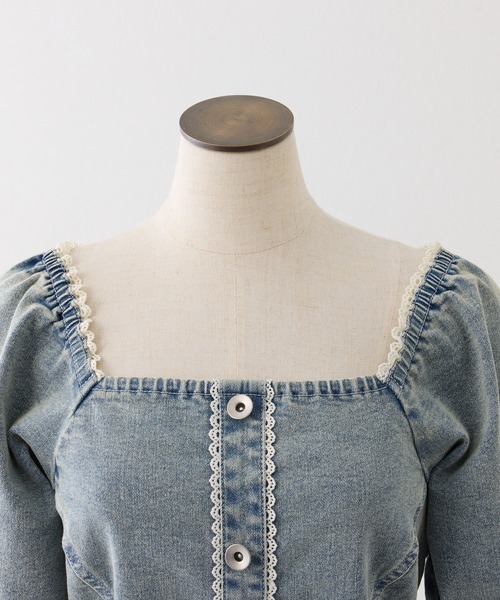 one after another NICE CLAUP(ワンアフターアナザーナイスクラップ)の「【Denim Collection】レースアップティアードミニワンピース(ワンピース・レディース・オフホワイト/ブラック/ブルー系その他・FREE)」の5枚目の写真