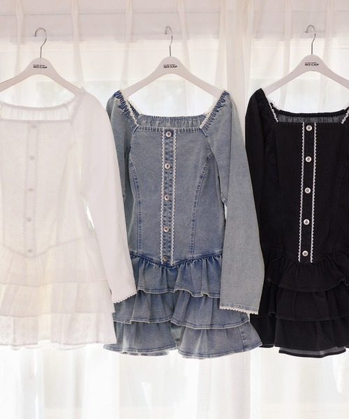 one after another NICE CLAUP(ワンアフターアナザーナイスクラップ)の「【Denim Collection】レースアップティアードミニワンピース(ワンピース・レディース・オフホワイト/ブラック/ブルー系その他・FREE)」の15枚目の写真