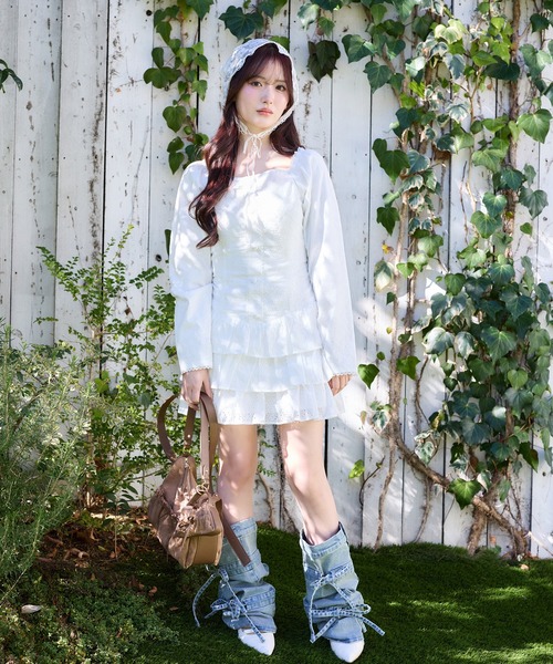 one after another NICE CLAUP(ワンアフターアナザーナイスクラップ)の「【Denim Collection】レースアップティアードミニワンピース(ワンピース・レディース・オフホワイト/ブラック/ブルー系その他・FREE)」の18枚目の写真