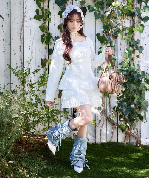 one after another NICE CLAUP(ワンアフターアナザーナイスクラップ)の「【Denim Collection】レースアップティアードミニワンピース(ワンピース・レディース・オフホワイト/ブラック/ブルー系その他・FREE)」の20枚目の写真