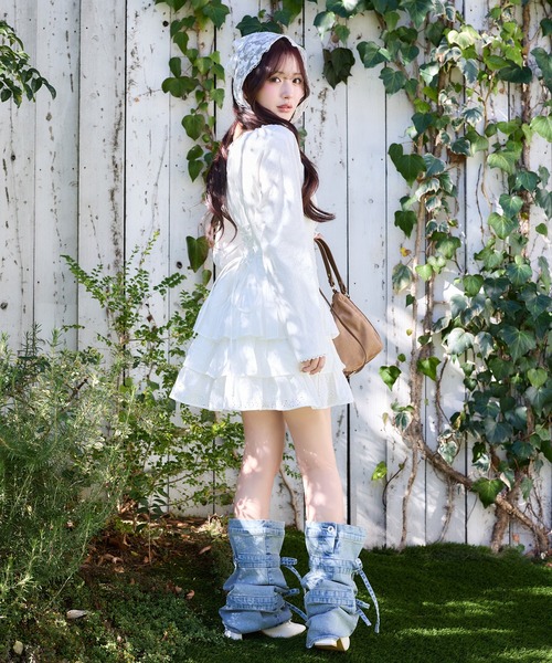 one after another NICE CLAUP(ワンアフターアナザーナイスクラップ)の「【Denim Collection】レースアップティアードミニワンピース(ワンピース・レディース・オフホワイト/ブラック/ブルー系その他・FREE)」の21枚目の写真