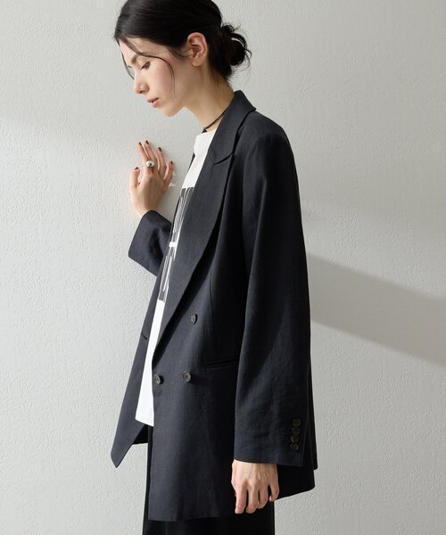 THE PAUSE(ザ ポーズ)の「【THE PAUSE】コットンリネンダブルジャケット/セットアップ可(テーラードジャケット・レディース・ブラック/ベージュ・FREE)」の5枚目の写真