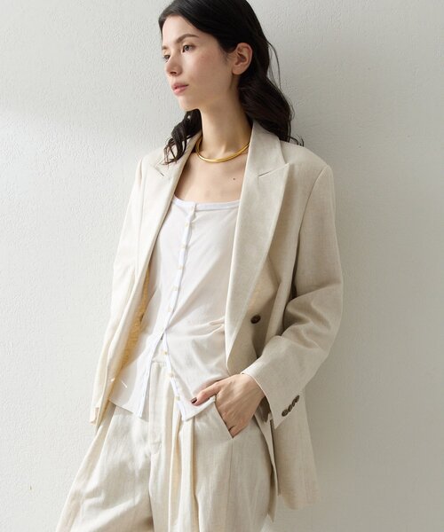 THE PAUSE(ザ ポーズ)の「【THE PAUSE】コットンリネンダブルジャケット/セットアップ可(テーラードジャケット・レディース・ブラック/ベージュ・FREE)」の15枚目の写真