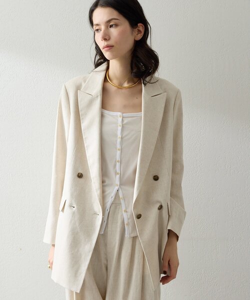 THE PAUSE(ザ ポーズ)の「【THE PAUSE】コットンリネンダブルジャケット/セットアップ可(テーラードジャケット・レディース・ブラック/ベージュ・FREE)」の14枚目の写真