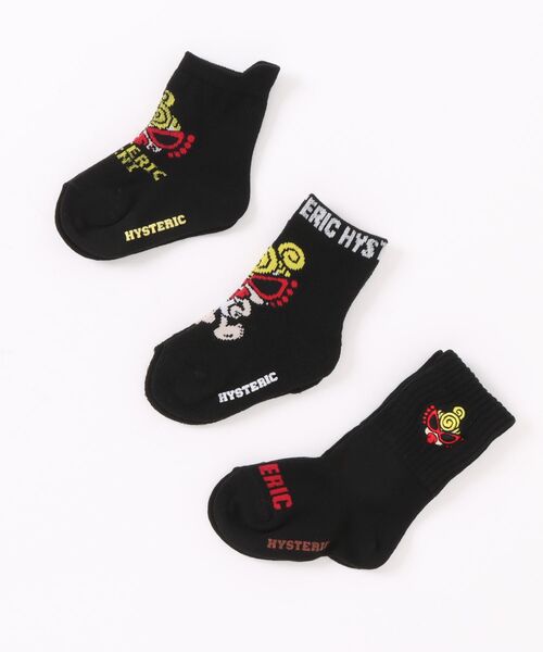 HYSTERIC MINI（ヒステリックミニ）の「STANDARD MINI FACE ベビー3Pソックス（ソックス/靴下・キッズ・ホワイト/ブラック/マルチ・9/11/13）」の2枚目の写真