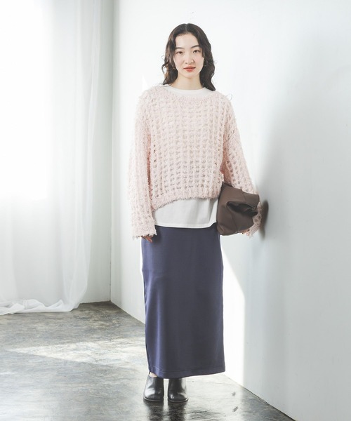 niko and...（ニコアンド）の「シャイニースウェットスカート（スカート・レディース・ネイビー/アイボリー/ブラック・FREE）」の16枚目の写真