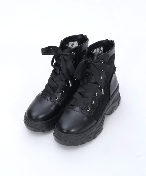 axes femme（アクシーズファム）の「レースハイカットスニーカー（パンプス・レディース・ブラック/キナリ・MEDIUM/LARGE）」の3枚目の写真
