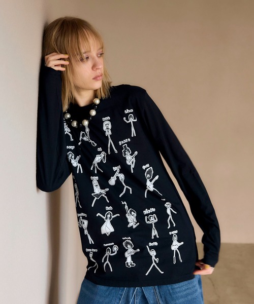 Cepica(セピカ)の「【BLACK SCORE】STICKMEN ROCK UNISEX LONG T(Tシャツ/カットソー・レディース・ブラック・FREE)」の18枚目の写真