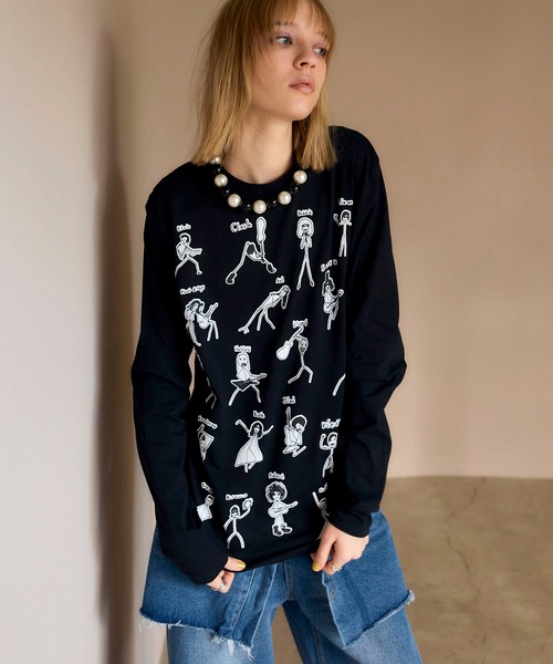 Cepica(セピカ)の「【BLACK SCORE】STICKMEN ROCK UNISEX LONG T(Tシャツ/カットソー・レディース・ブラック・FREE)」の15枚目の写真