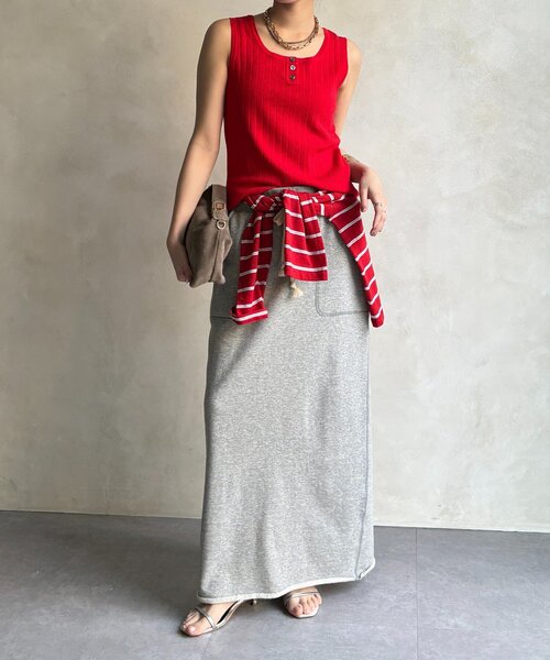 DouDou（ドゥドゥ）の「ヘンリーネック前後2WAYニットタンク（ニット/セーター・レディース・ベージュ/オフホワイト/ブラック/レッド・FREE）」の22枚目の写真