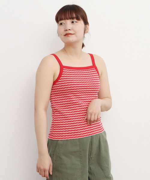 CHILD WOMAN(チャイルドウーマン)の「ドットシャーリングジャガード キャミソール(キャミソール・レディース・ネイビー/レッド・FREE)」の3枚目の写真