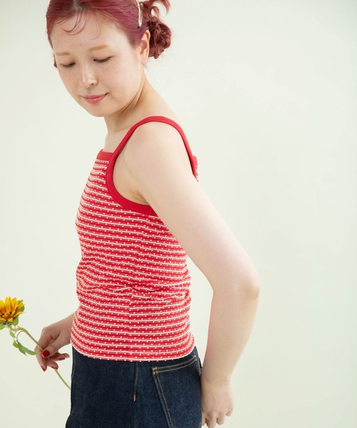 CHILD WOMAN(チャイルドウーマン)の「ドットシャーリングジャガード キャミソール(キャミソール・レディース・ネイビー/レッド・FREE)」の13枚目の写真