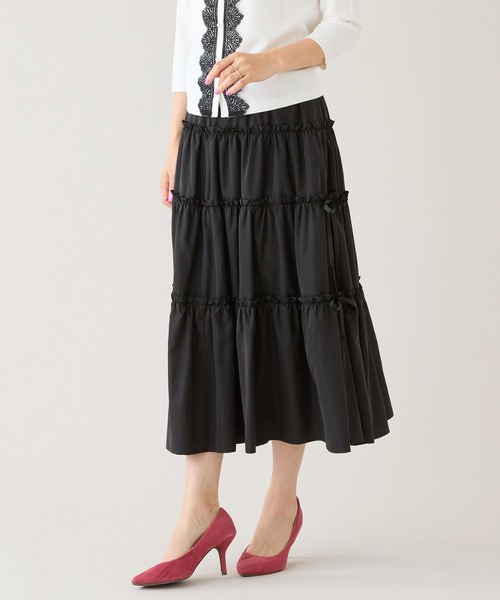 Rose Tiara（ローズティアラ）の「ダブルフリルティアードスカート（スカート・レディース・ブラック/ベージュ/ピンク・38/42/46）」の9枚目の写真