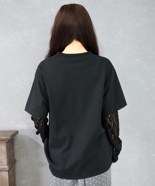CECIL McBEE(セシルマクビー)の「袖レイヤードフロントプリントプルオーバー(Tシャツ/カットソー・レディース・ブラック/オフホワイト/チャコールグレー・MEDIUM/LARGE)」の7枚目の写真