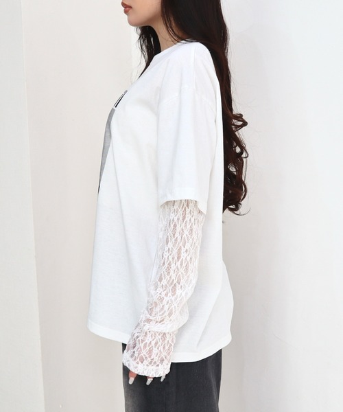 CECIL McBEE(セシルマクビー)の「袖レイヤードフロントプリントプルオーバー(Tシャツ/カットソー・レディース・ブラック/オフホワイト/チャコールグレー・MEDIUM/LARGE)」の11枚目の写真