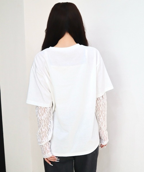 CECIL McBEE(セシルマクビー)の「袖レイヤードフロントプリントプルオーバー(Tシャツ/カットソー・レディース・ブラック/オフホワイト/チャコールグレー・MEDIUM/LARGE)」の12枚目の写真