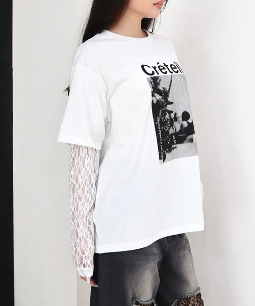CECIL McBEE(セシルマクビー)の「袖レイヤードフロントプリントプルオーバー(Tシャツ/カットソー・レディース・ブラック/オフホワイト/チャコールグレー・MEDIUM/LARGE)」の13枚目の写真