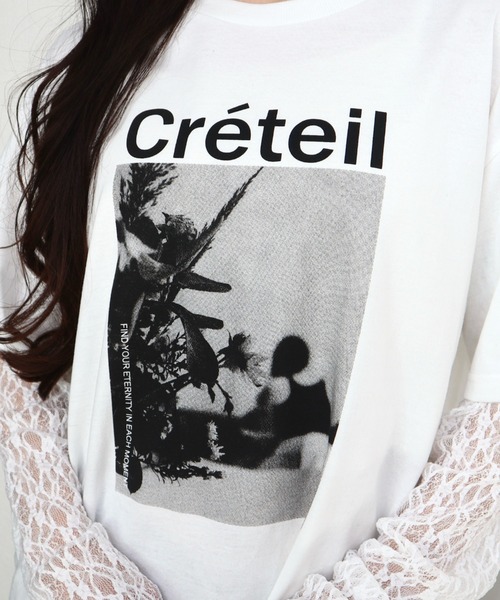 CECIL McBEE(セシルマクビー)の「袖レイヤードフロントプリントプルオーバー(Tシャツ/カットソー・レディース・ブラック/オフホワイト/チャコールグレー・MEDIUM/LARGE)」の15枚目の写真