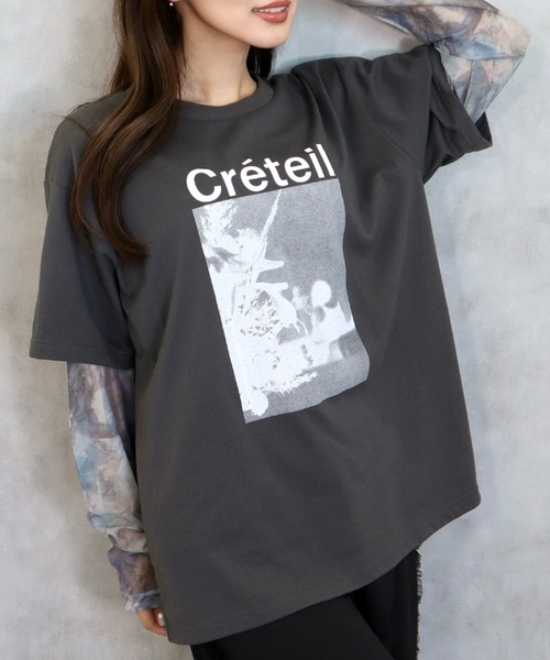 CECIL McBEE(セシルマクビー)の「袖レイヤードフロントプリントプルオーバー(Tシャツ/カットソー・レディース・ブラック/オフホワイト/チャコールグレー・MEDIUM/LARGE)」の19枚目の写真