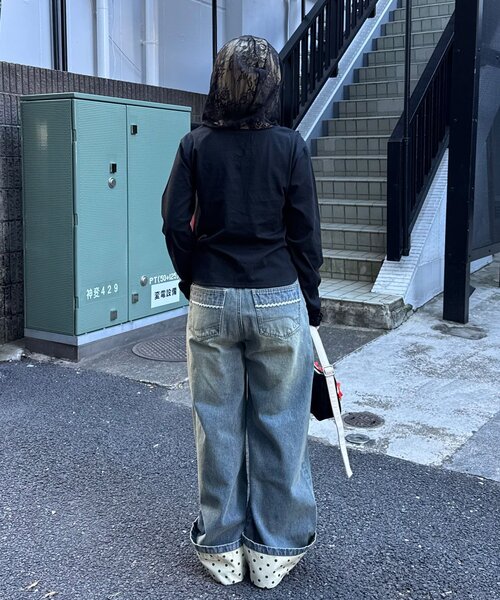 CIAOPANIC(チャオパニック)の「バラフリルレースフードシアートップス(Tシャツ/カットソー・レディース・ブラック/グレー/イエロー/ホワイト・ONE SIZE)」の22枚目の写真