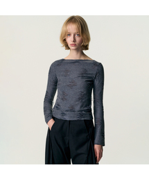 Distressed Cowl Neck T-shirt_BLUE