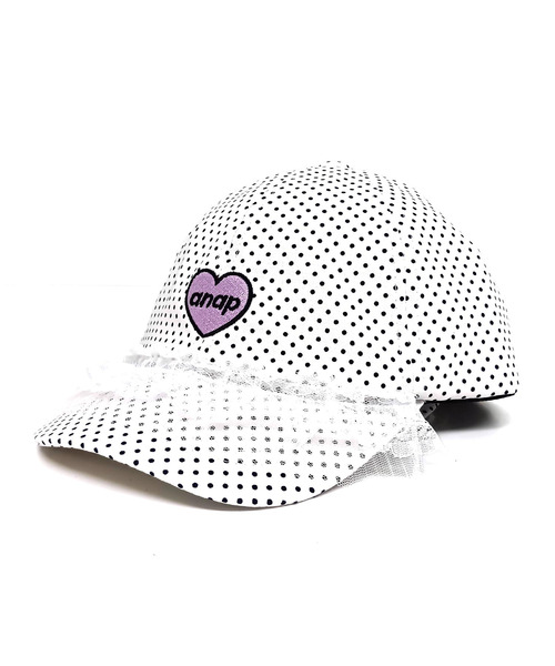 ANAP kids(アナップキッズ)の「ハートロゴ フリルリボン キャップ(キャップ・キッズ・ラベンダー/ブラック/ホワイト×ブラック・F)」の15枚目の写真