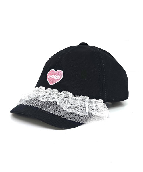 ANAP kids(アナップキッズ)の「ハートロゴ フリルリボン キャップ(キャップ・キッズ・ラベンダー/ブラック/ホワイト×ブラック・F)」の16枚目の写真