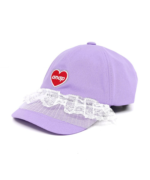 ANAP kids(アナップキッズ)の「ハートロゴ フリルリボン キャップ(キャップ・キッズ・ラベンダー/ブラック/ホワイト×ブラック・F)」の17枚目の写真