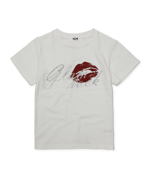 DEFYCLUBROBBERS(ディファイクラブロバース)の「グラムロック ホットフィックス 半袖クロップTシャツ (4色)(Tシャツ/カットソー・レディース・ブラック/アイボリー/ライトイエロー/ミント・OS)」の2枚目の写真