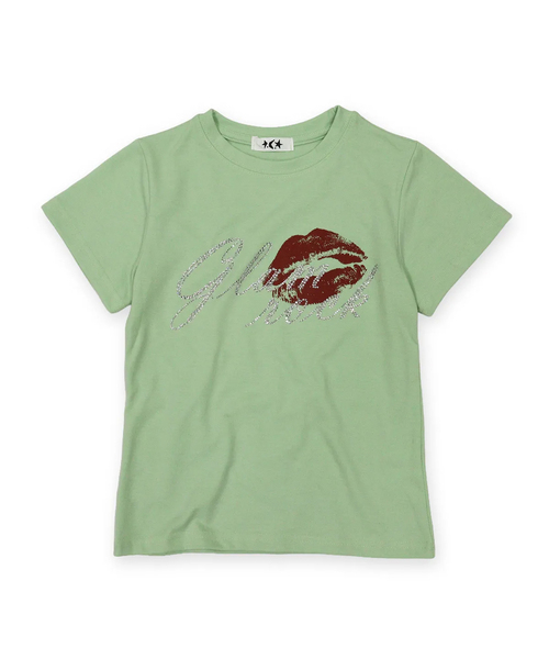 DEFYCLUBROBBERS(ディファイクラブロバース)の「グラムロック ホットフィックス 半袖クロップTシャツ (4色)(Tシャツ/カットソー・レディース・ブラック/アイボリー/ライトイエロー/ミント・OS)」の3枚目の写真