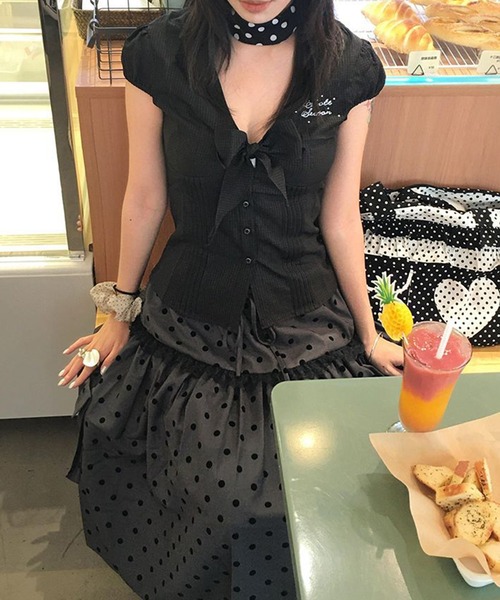 WEGO（ウィゴー）の「ドット柄ミドル丈スカート（スカート・レディース・グレー・MEDIUM/LARGE）」の9枚目の写真