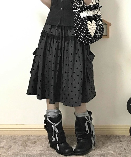 WEGO（ウィゴー）の「ドット柄ミドル丈スカート（スカート・レディース・グレー・MEDIUM/LARGE）」の10枚目の写真