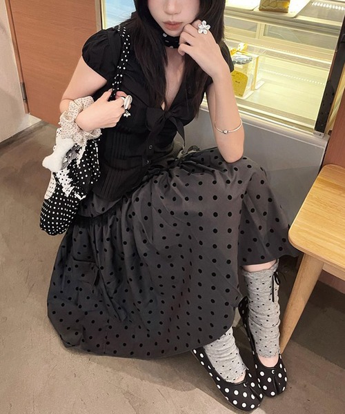 WEGO（ウィゴー）の「ドット柄ミドル丈スカート（スカート・レディース・グレー・MEDIUM/LARGE）」の11枚目の写真