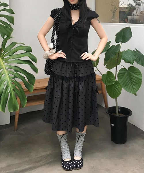 WEGO（ウィゴー）の「ドット柄ミドル丈スカート（スカート・レディース・グレー・MEDIUM/LARGE）」の12枚目の写真